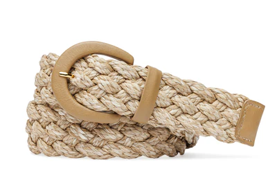 Woven Straw Belt with Covered Buckle